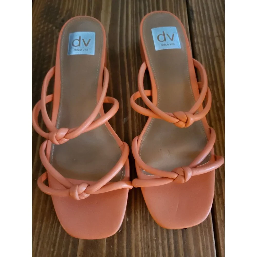 Dolce Vita Coral Strappy Sandals Wisteria Size 7.5 Square Toe Open Back Slides - Picture 1 of 7